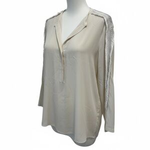 Sandro silk blouse, size 1, frindge style arms. NWT